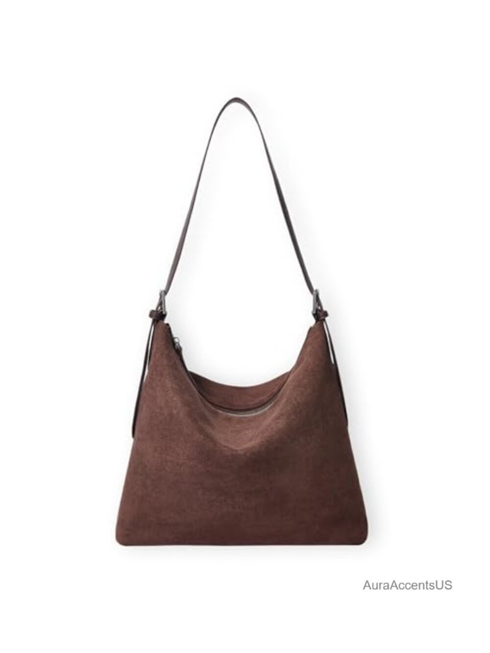 Faux Suede Hobo Bag Slouchy Shoulder Purse Adjustable Strap